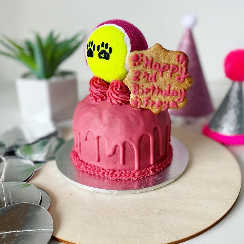 b. Pupcake with Tennis Ball Topper