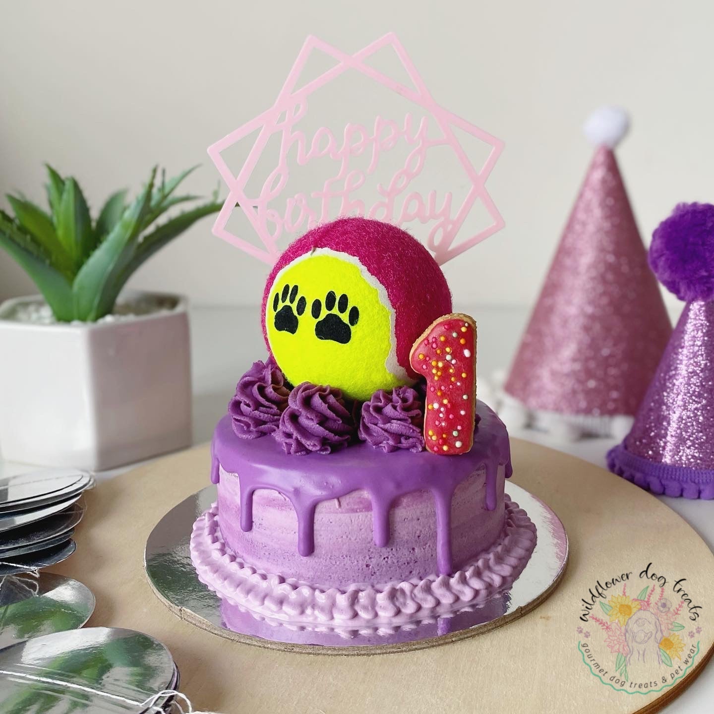 b. Pupcake with Tennis Ball Topper