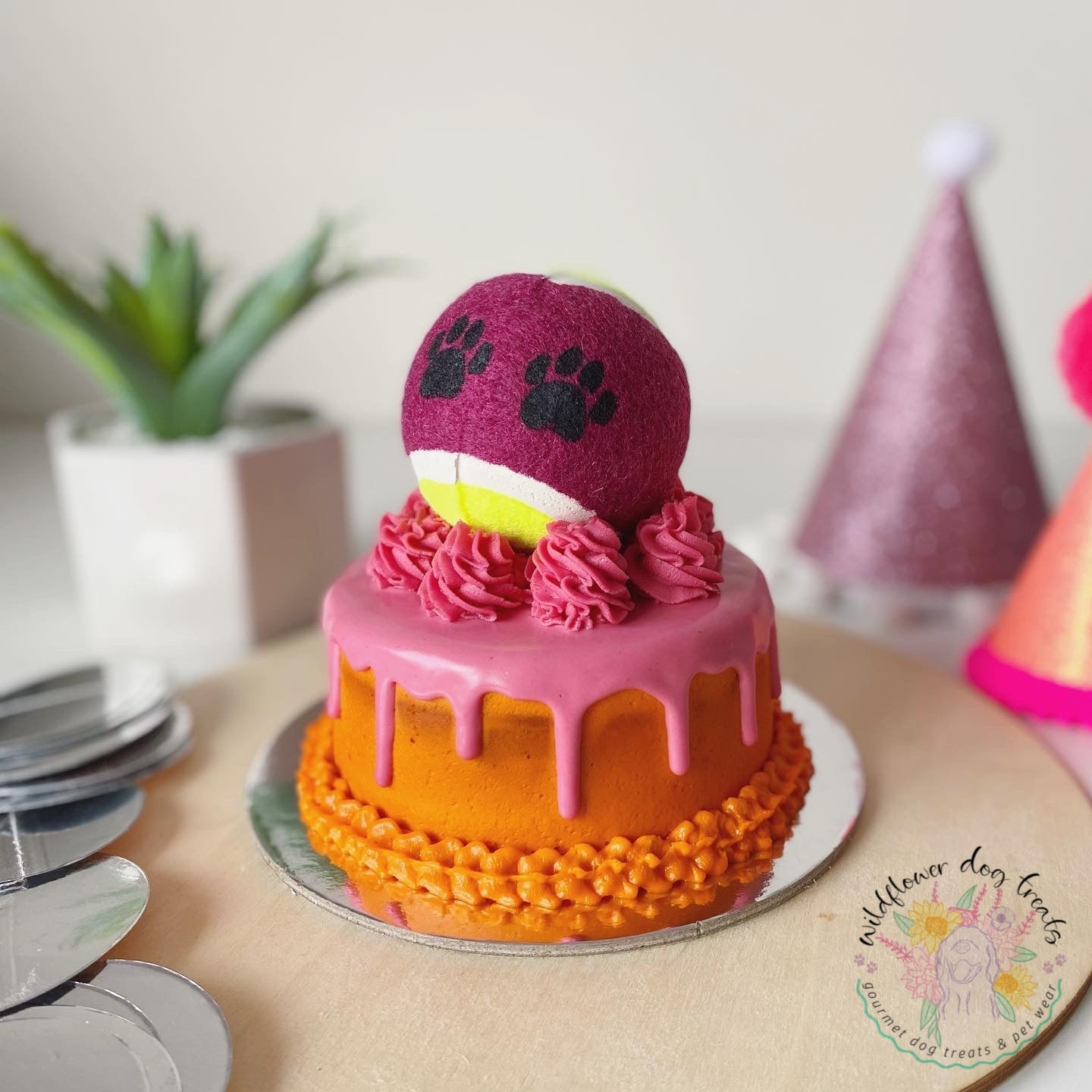 b. Pupcake with Tennis Ball Topper
